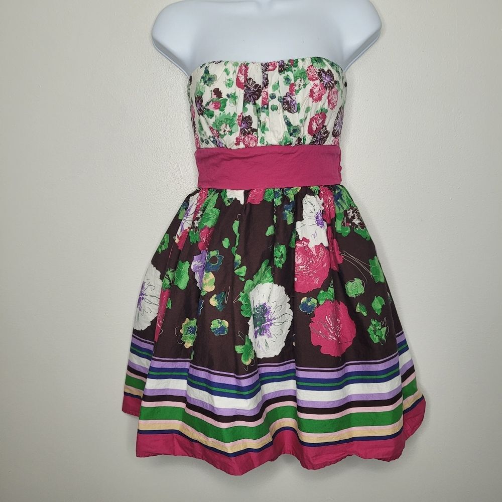 Vintage y2k Candies pink brown puff skirt strapless girlie mini dress size 3